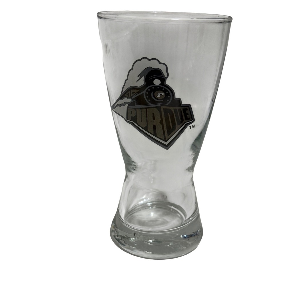 Purdue Boilermakers Pilsner Glass Clear Black Gold Train Logo NCAA 6 Inch 4490
